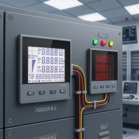 Meter Panel Digital Multifungsi Tiga Fasa 380V Analisis THD Pemantauan Energi Arus Maks 5A untuk Kabinet Distribusi PV