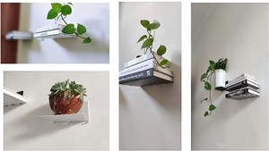 رفوف معدنية ، تركيب جداري بسيط ، رف عائم للزينة ، قماش كهربائي من كلوريد البولي فينيل ، خشب ديكو من الفولاذ المقاوم للصدأ - Product Image 5