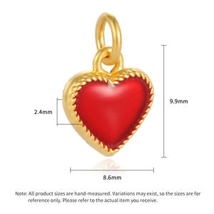 Pendentif en forme de petit coeur d'amour or et rouge pendentif accessoires de collier en or massif 24K thème Saint Valentin - Product Image 2