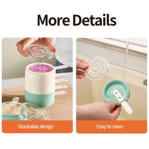 Moldes caseros de silicona de grado alimenticio para helados de dibujos animados y paletas de <span class=keywords><strong>hielo</strong></span> para niños, con palitos reutilizables - Product Image 3