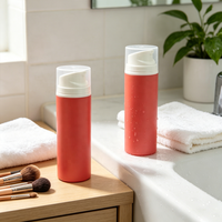 Flacon pompe pour lotion corporelle en plastique, forme cylindrique, design personnalisé, 200 ml, 150 ml, 100 ml, 50 ml, L499