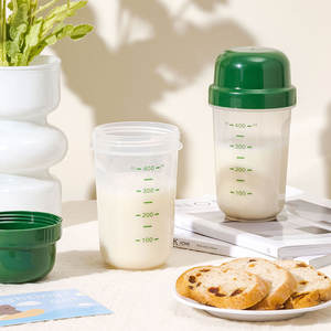 Green Portable Plastic <b>Shaker</b> Cup 400Ml With Measurement Markings For Protein Powder And Milkshakes Reusable Fitness <b>Bottle</b> - Product Image 5