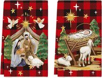 FF3380 torchons de noël père noël arbre de noël bonhomme de neige torchons 250gsm 60*40cm hiver noël cuisine essuie-mains