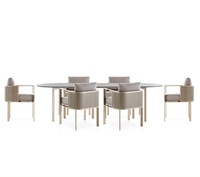 Ensemble de table et de chaises d'extérieur modernes en aluminium durable avec coussins imperméables pour villa, ferme, parc, école