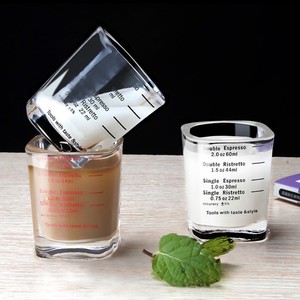 2oz 60ml <strong>Mini</strong> Coffee Espresso Ounce Cup Clear <strong>Square</strong> Measuring Cups Beaker Kitchen Wine Liquor Shot Glasses Jug Mugs with <strong>Scale</strong> - Product Image 5