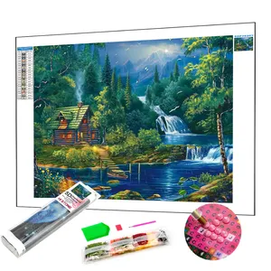 Kit de paisagem para adultos e crianças, pintura 5d com diamantes, kit de paisagem com diamantes