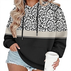 Sudadera con Capucha Extra Grande para Mujer, Forrada de Felpa, Transpirable, de Poliéster/Algodón, Manga Larga, Hombros Caídos, Tejido de Punto, para Otoño, Estilo Casual - Product Image 1