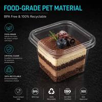 Gobelet carré en PET transparent pour mousse, récipient alimentaire de qualité supérieure avec couvercle hermétique, idéal pour la pâtisserie, la restauration et les fêtes
