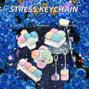 One-row Stress-relief 4-chave teclado mecânico Switch Tester com Macaron Keycaps, Stress-relief Key, Keychain Toy. - Product Image 2