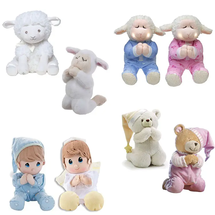 Urso de pelúcia personalizado, boneco de urso de pelúcia do bebê dormindo, brinquedo de oração personalizado, suave, urso de pelúcia, boneca para presente de promoção