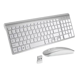 Juego de ratón y teclado inalámbricos a precio de fábrica, luces LED, combos de teclado y ratón para ordenador de oficina y portátil