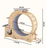 Roue de course sportive pour chat Roue pour chats Cadre d'escalade en bois Litière pour chat Roue de fitness pour intérieur