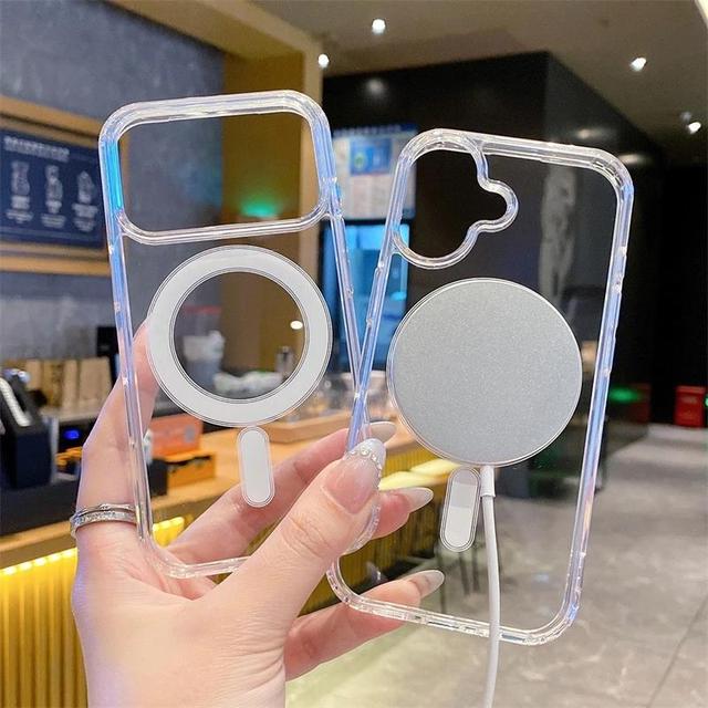 Original Magnetic Phone Case for iPhone 17 17 Air 11 12 13 Mini 14 15 16 18 Pro Max XR X XS 7 8 Plus Hard Transparent Back Cover