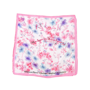 Foulard quadrato piccolo bicolore con motivo a fiori di prugna 70x70 cm, accessorio moda per donna - Product Image 1