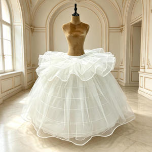 <span class=keywords><strong>Jupon</strong></span> de <span class=keywords><strong>mariée</strong></span> 7 cerceaux 4 couches en tulle réglable, crinoline pour robe de bal, sous-jupe renforcée à baleines 145CM - Product Image 1