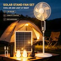 Ventilateur solaire double pour camping, le plus vendu, alimenté par énergie solaire, idéal pour les situations d'urgence