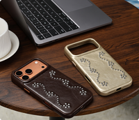 Étui de téléphone en similicuir Zenos Vintage de luxe avec décorations métalliques pour iPhone 18 Pro Max, fournisseur de commandes en gros avec logo personnalisé