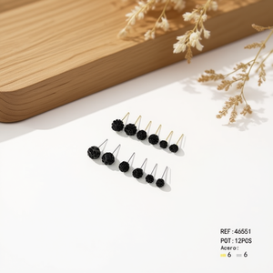 Orecchini a perno con perline di diamanti Aziza Shambhala, set da 12 pezzi, gioielli minimalisti in acciaio inossidabile - Product Image 3