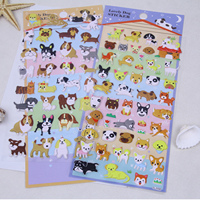 Autocollants 3D en relief mignons en forme de chien, autocollants en relief de dessin animé Shiba Inu, décorations pour récompenses d'enfants et loisirs créatifs en vrac