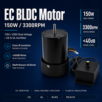 Motor EC BLDC de 150W, 3300 RPM, Velocidad Variable, Bajo Ruido (Menos de 40dB), Certificado CE UL, Doble Voltaje 110V/220V