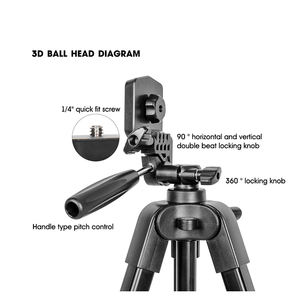 Trépied de photographie professionnel, accessoires d'appareil photo, trépied en aluminium Portable pour appareil photo - Product Image 2