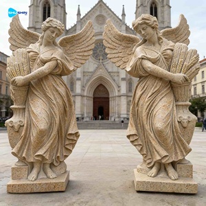 Statue d'ange en <span class=keywords><strong>marbre</strong></span> d'extérieur personnalisée - Figure en pierre de style victorien élégant pour jardin ou cimetière - Product Image 2