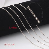 S925 bijoux en argent Sterling résultats composants 0.9mm 1.08mm 2.4mm boîte chaîne pour collier à faire soi-même Bracelet cheville fabrication de bijoux