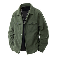 Chaqueta de Hombre de Pana Teñida Informal para Otoño-Invierno 2025, con Botones, Cuello Vuelto, Manga Larga, Transpirable y de Color Sólido