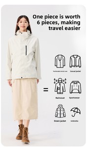 Chaqueta Cortavientos 3 en 1 Estándar para Hombre y <span class=keywords><strong>Mujer</strong></span>, con Capucha Desmontable y Forro Polar, Conjunto de Dos Piezas, Poliéster para las Cuatro Estaciones - Product Image 5