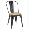 Chaise de salle à manger contemporaine Tolix Relax en tissu noir avec pieds en métal peint, design actuel, avec accoudoirs, pour cuisine et hôtel