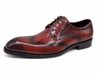 Chaussures habillées Oxford marron pour hommes, en cuir véritable, à lacets, semelle extérieure en caoutchouc, pour le bureau, la carrière, les mariages, bout pointu, vente en gros