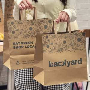 Sacs en papier kraft brun personnalisés, écologiques, biodégradables, recyclés, avec logo imprimé, pour emporter, restauration rapide, avec poignée, pour gâteaux - Product Image 3