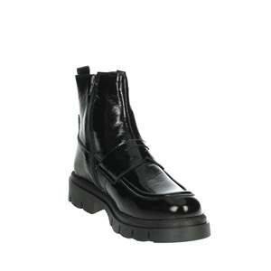 Bottines basses pour femmes en cuir verni noir à semelle épaisse, bottines tendance - Product Image 5