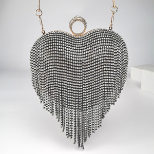 New Heart <strong>Bag</strong> Ladies Tassel <strong>Clutch</strong> Cheongsam Wedding <strong>Peach</strong> Heart Dinner <strong>Bag</strong> - Product Image 2