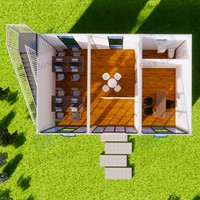 Boxspace 5.95x3m – Bâtiment préfabriqué en acier, amovible, extensible, design ferme, pour bureau, villa, atelier, salle de bain