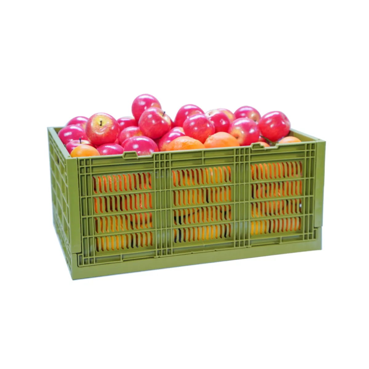 60 Liter Fruiteria lipat peti plastik untuk sayuran dengan tutup roda tempat penyimpanan