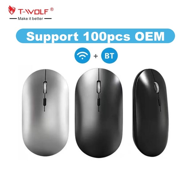 T-WOLF X2 Computer Mouse Wireless 2.4ghz Optical Rechargeable Mouse With USB TYPE C Charging Cable Computer Accessories