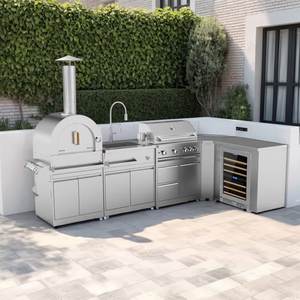 Cuisine d'Extérieur Modulaire Américaine Personnalisée avec Barbecue, Îlot, Évier et Plan de Travail en Acier Inoxydable 304 pour Jardin et Terrasse - Product Image 1