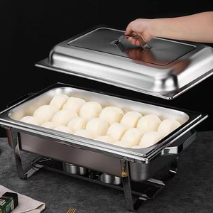 Recipiente para calentar comida de acero inoxidable con doble rejilla y calentamiento a alcohol para buffet, equipo de catering de autoservicio - Product Image 2