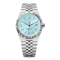 Montre à quartz de luxe pour homme OEM, cadran bleu glace en nid d'abeille, bracelet en acier inoxydable, montre décontractée pour affaires, logo personnalisé