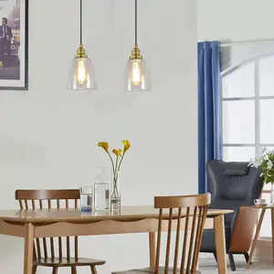 Plafonnier de ferme à une lumière, Mini luminaire suspendu avec abat-jour en verre transparent, luminaires de cuisine pour chambre à coucher