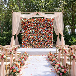 Supports Size Customization Backdrop Roll up Artificial Panel <b>Flower</b> <b>Wall</b> for Wedding Stage <b>Decoration</b> - Product Image 1