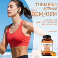Capsules de curcuma et de gingembre - Complément alimentaire pour adultes pour le soutien des articulations, du cœur et du système immunitaire |   OEM/ODM 60 Capsules