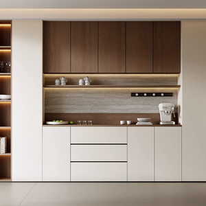 Meuble de cuisine en bois design, panneaux de contreplaqué, aggloméré, MDF, îlot de rangement pour appartement, style moderne PET - Product Image 2