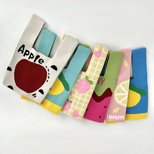 Niedliche gestrickte Frucht muster Einkaufstasche Kinder Mini Apple <span class=keywords><strong>Bag</strong></span> Wassermelone Handgelenk Tasche Zitrone Handtaschen - Product Image 4