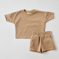 Grensoverschrijdende zomer jongens meisjes katoenen T-shirts met korte mouwen set Europa Amerika stijl effen kleur casual sportkleding 2