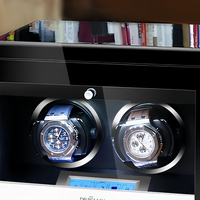 Boîte de rangement automatique noire pour deux montres, présentoir pour chambre et bureau
