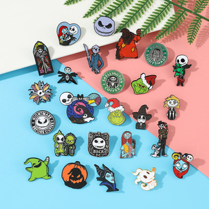 Badge en métal moulé sous pression, motif dessin animé, drôle, pour Halloween (Citrouille, Pin, Jack, Sally) et Noël, Nouvel An Chinois, vente en gros - Product Image 6