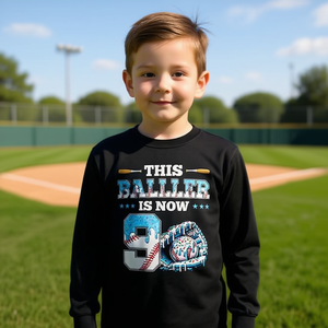 Camiseta de manga larga para fiesta de cumpleaños de 9 años, para niños, fanáticos del deporte, con diseño de béisbol, Drip 9Th Birthday Party Boy - Product Image 3