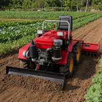 Tracteur multifonction 4x4 avec rotoculteur et lame de bulldozer pour vergers, vignobles, serres et terrains en pente